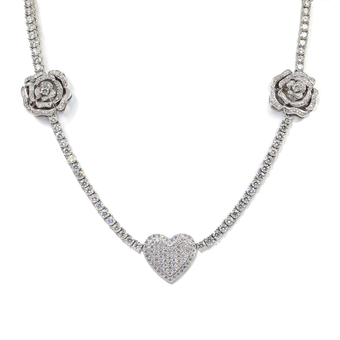 Moissani Hip-hop Personalized Rose Necklace Silver Set