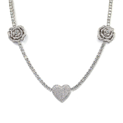 Moissani Hip-hop Personalized Rose Necklace Silver Set