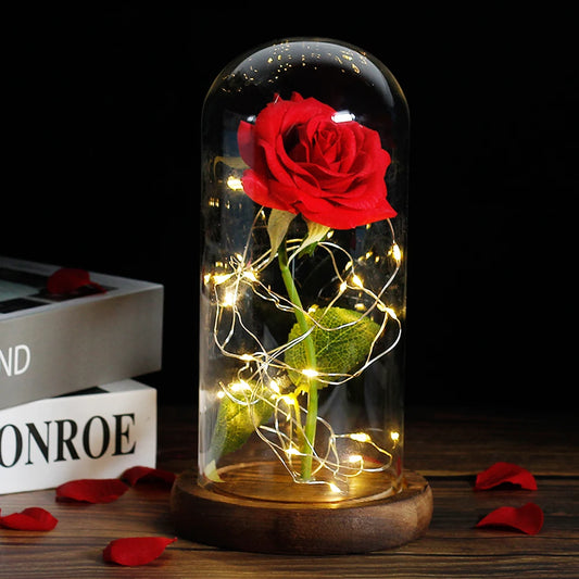 Enchanted Rose LED Glass Dome